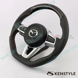 Mazda MX-5 RF MiataRF MK4 Kenstyle Flat Bottom Carbon Top Leather Steering Wheel - Picture 1 of 4