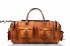 Brown 23" Large Leather Vintage Travel Gym Bag Weekend Overnight Duffle Bags