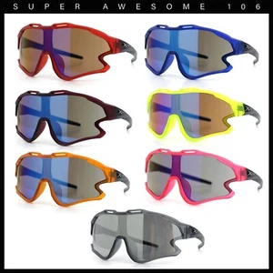 Kids Size Boys Xloop Shield Color Mirror Plastic Wrap Around Sport Sunglasses - Picture 1 of 43