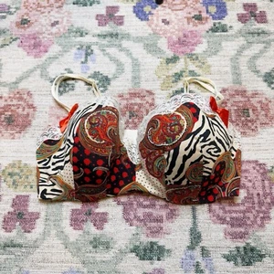 Cacique Womens Patchwork Lace Underwire Bra Size 42DDD Animal Print - Picture 1 of 4