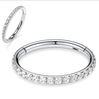 Anillos de tabique para nariz con bisagras de titanio G23 para mujer aro de cartílago circonita cúbica 16G piercing corporal Foto 1 de 4