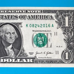 August 24, 2016 (К 08242016 A) BIRTHDAY Note $1 One Dollar Bill *UNC* - Picture 1 of 4