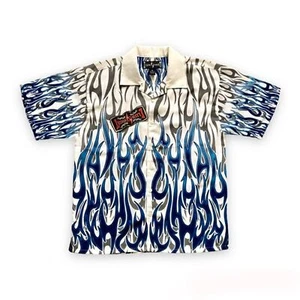 Vintage Y2K Steve & Barry's Club Shirt Blue Flames NWT Size Medium - Picture 1 of 5