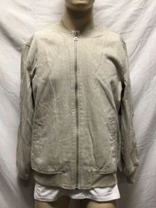 Men's NWT INC International Concepts Washed Denim Bomber Beige Jacket Size L - Picture 1 of 6