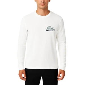 Lacoste Men's Large Croc Thermal Long Sleeve Sleep Logo T Shirt White Small - Picture 1 of 3