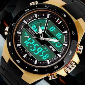 DUAL TIME 5ATM Wasserdicht Militär S-SHOCK LED Digital Alarm Sport Armbanduhr