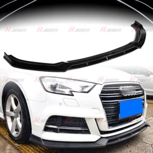 For AUDI A3 S3 2017-2020 Gloss Black Front Bumper Lip Splitter Spoiler Body - Picture 1 of 10
