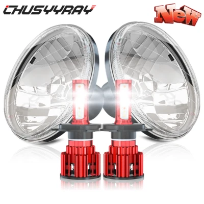 7" round LED Headlights Chrome Hi/Lo beam For Chevy El Camino Monte Carlo - Image 1 of 4