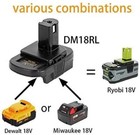 USB Battery Convert Adapter DM18RL For Dewalt 20V Milwaukee 18V to Ryobi 18V
