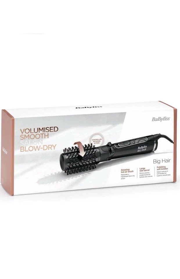 Babyliss Big Hair Rotating Hot Air Brush 50mm Barrel Styling Hair Black 2885U