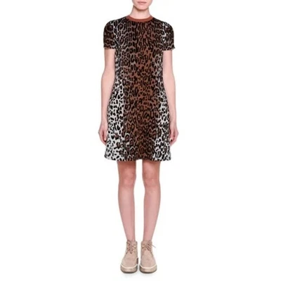Vestido recto Stella McCartney mezcla lana manga corta estampado leopardo UE 40/US S Foto 1 de 4
