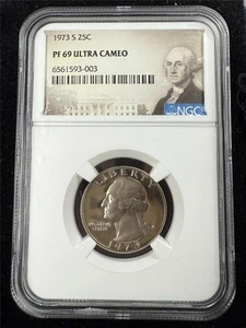 1973 S WASHINGTON QUARTER 25C PF69 ULTRA CAMEO UCAM NGC PR69 DCAM SKU 3816 - Picture 1 of 2