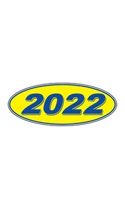 SSWBasics Oval Windshield Year Stickers Blue/Yellow "2022" Pack of 12 - Picture 1 of 1