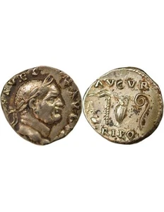 Rome Empire Vespasien - Denier Argent, Instruments Pontificaux - 70 /71 Rome - Imagen 1 de 3
