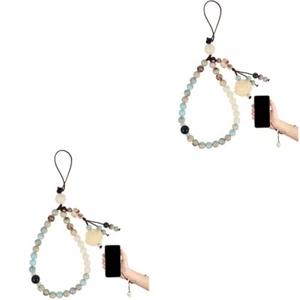 2 Pack Handy Kette Perlenbesetztes Telefonarmband Mobiler Anhänger - Zdjęcie 1 z 12
