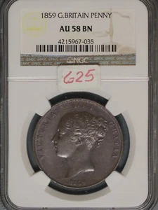 Great Britain 1859 Penny K-739 NGC AU58 BN - Picture 1 of 2