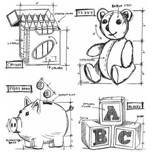 Estampillas Tim Holtz ~ PLANOS DE INFANCIA ~ CMS229 ~ Estampillas Anónimas - Imagen 1 de 1