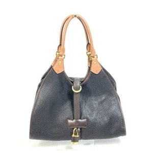 LOEWE anagram Bicolor Hand Bag Leather Black x Brown - Foto 1 di 12
