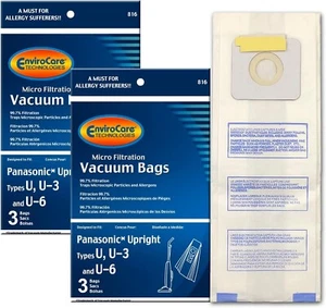 EnviroCare Vacuum Cleaner Dust Bags fit Panasonic Types U, U-3, U-6 6 Pack - Picture 1 of 4
