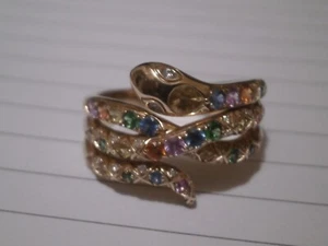 Effy Gemstone Year Of The Snake Wrap Ring With Certificate 14kt Yellow Gold - Picture 1 of 11