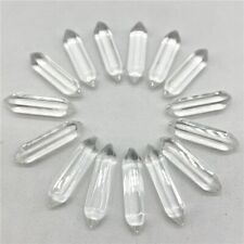 30pcs White Crystal Glass Hexagonal Pointed Pendant Beads Healing Reiki No Hole