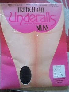 PANTIMEDIAS HANES Vintage BÁSICAS NEGRAS CORTE FRANCÉS SEDA NAILON - Talla QUEEN - AÑOS 80 - Imagen 1 de 2