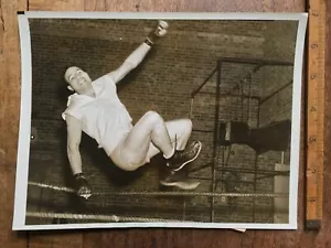 Max Baer Leaps Over Ropes at Lakewood NJ Training Camp vs Tommy Farr - Feb 1938 - Picture 1 of 2