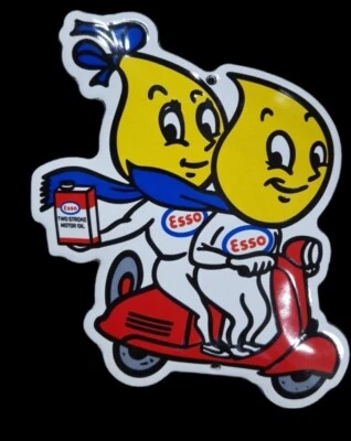 ESSO SCOOTER (GARAGE).  PORCELAIN EMAILLE / ENAMEL SHIELD, SIGN, PLATE RETRO! - Image 1 of 2