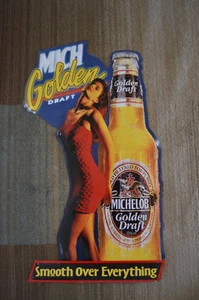 Vintage Mich Golden Sexy Model Bud Girl Draft Anheuser Busch Red Dress 35" Bar - Picture 1 of 24