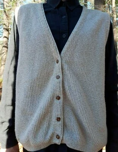 Vintage Eddie Bauer Cardigan Waffle Sweater Vest USA Made - Picture 1 of 8