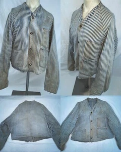 CHAQUETA ABRIGO A RAYAS DE FERROCARRIL INGENIERO TAREAS TRABAJO JEAN BIG MAC DE COLECCIÓN AÑOS 40 - Imagen 1 de 12
