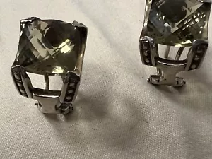 Art Deco earrings,sterling and natural yellow/green citrine - Picture 1 of 13