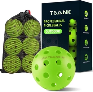 Paquete de 6 bolas de pickleball para exteriores TAANK de 40 agujeros duraderas y de alto rebote True Flight - Imagen 1 de 7