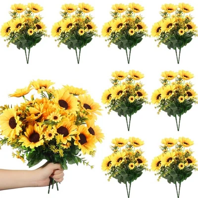 16 Paquetes de Ramos de Girasol Artificiales Decoraciones con Tallos Girasoles de Seda... Foto 1 de 4