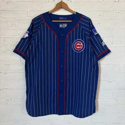 Camiseta de béisbol vintage de los Chicago Cubs para hombre grande azul a rayas MLB años 90 Foto 1 de 4