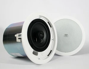 1 Pair MOOD CM1525R XDA5221T Commercial White Wall & Ceiling Speakers 70v/8ohm - Picture 1 of 3