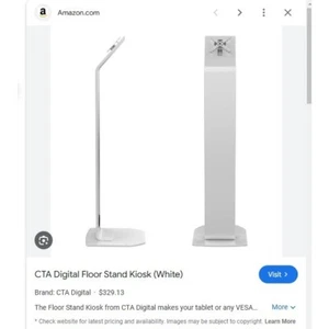 CTA Digital Floor Stand Kiosk White Tablet/Monitor Mount VESA Compatible - Picture 1 of 2