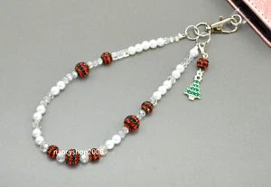 1Pc Christams Shamballa Beads Wrist Lanyard Mobile Phone Chain & Clasp & Patch - Picture 1 of 1