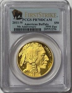 2011 W 1 Oz $50 Gold American Buffalo PCGS PR70 First Strike Buffalo Label PF70 - Picture 1 of 3