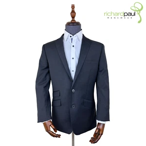 Brook Tavener Gris Chaqueta 102cm Estándar Botonadura Sencilla Mezcla Lana Liso - Picture 1 of 5