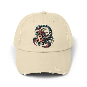 Cappello unisex invecchiato tradizionale americano negozio tatuaggi berretto pin up ragazza scorpione - Foto 1 di 17