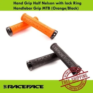 Race Face Half Nelson with Locking On Handlebar Grip MTB Bicycle - Orange/Black - Picture 1 of 6