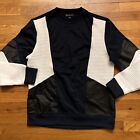 INC Handsome Colorblock Black White Mix Texture Quilt Faux Leather Sweatshirt M
