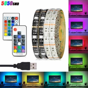 DC 5V 5050 RGB LED Strip Waterproof USB LED Light Strips Flexible Tape 0.5M-5M - Picture 1 of 13