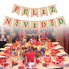 Decoración Navideña Merry Christmas In Spanish Banner Holly Burlap