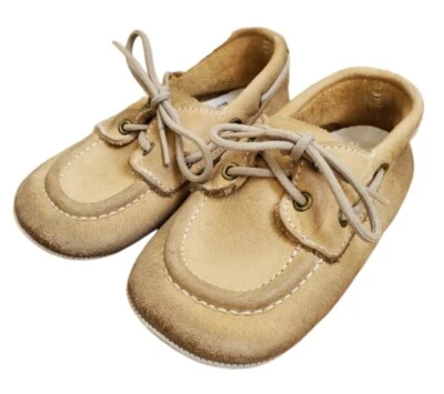 Baby Deer 学步儿童婴儿鞋 6-12 米皮革系带莫卡辛短靴拖鞋复古 — 第 1/4 张图片
