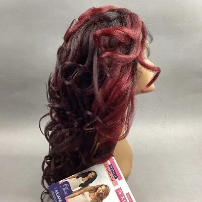 Perfect Hairline Julianne 24” Curly #DRFF Red Velvet Black Synthetic Lace Wig - Image 1 of 4