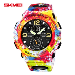SKMEI Herren Sportuhr Camouflage Armbanduhr Mode Dual Time Digital LED Uhr - Bild 1 von 28