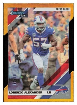 G374 LORENZO ALEXANDER 2019 PANINI DONRUSS PRESS PROOF GOLD DIE-CUT /25 BILLS - Image 1 of 2