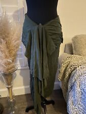 Surrealist Green Asymmetrical Draped Skirt Flower Womens  M (2) NWOT BOHO